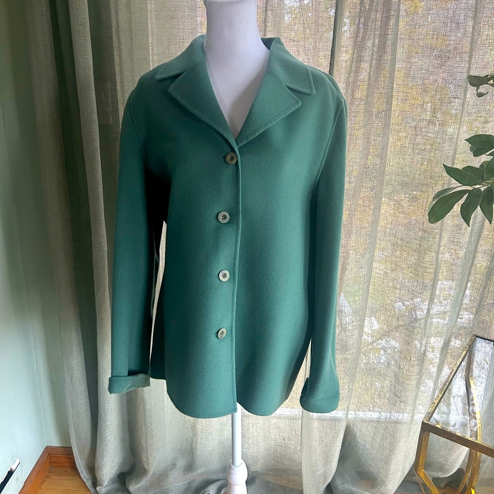 Talbot aqua button up light wool jacket